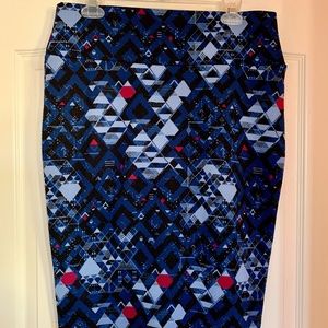 LuLaRoe EUC Size L Blue/Black/Pink Cassie Skirt